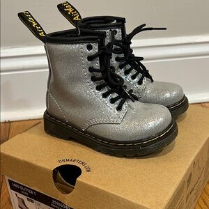 Dr. Martens Glittery Silver Boots Toddler 7